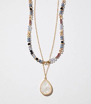 Loft Beaded Pendant Layering Necklace Set