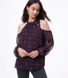 Loft Floral Halter Cold Shoulder Blouse