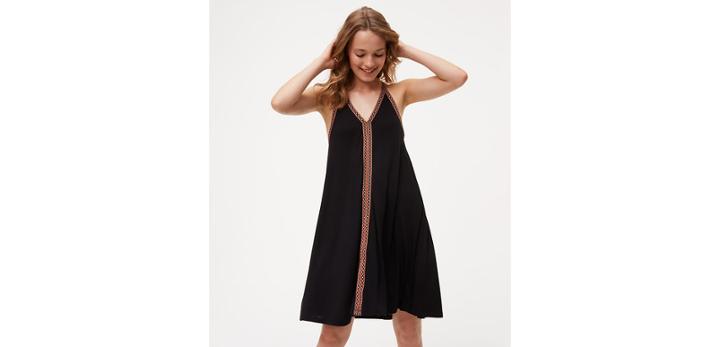 Loft Embroidered Trim Halter Dress