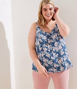 Loft Plus Floral Button Strappy Cami