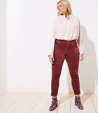 Loft Plus Velvet Slit Skinny Jeans In Elegant Rose