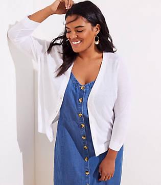 Loft Plus Sheer 3/4 Sleeve Cardigan