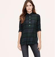 Loft Plaid Tunic Softened Shirt