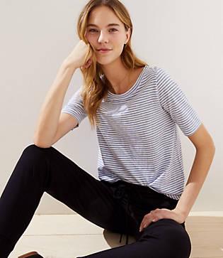 Loft Heathered Stripe Vintage Soft Shirttail Tee