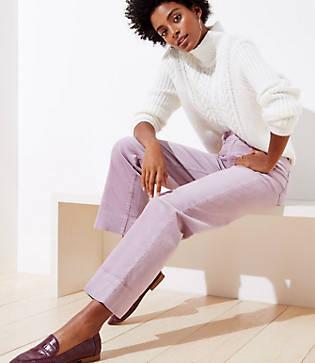 Loft Velvet High Waist Slim Wide Leg Pants