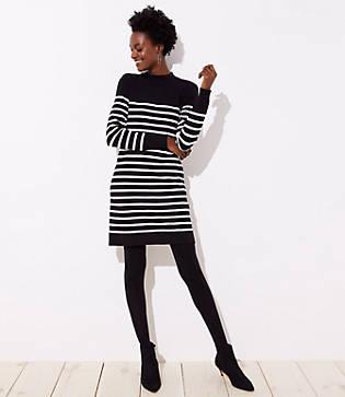 Loft Striped Back Button Sweater Dress