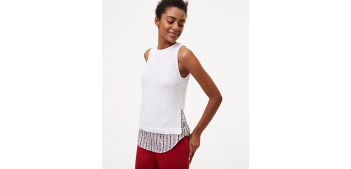 Loft Stitch Stripe Two In One Sweater Tank