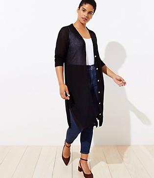 Loft Plus Golden Button Duster Sweater