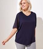 Loft Shimmer Dot Flare Sleeve Mixed Media Top