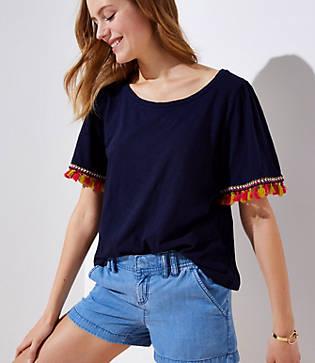 Loft Beach Tassel Tie Back Tee