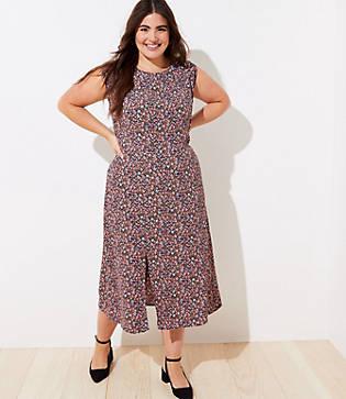Loft Plus Vine Cap Sleeve Slit Dress