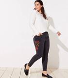 Loft Plus Floral Embroidered Skinny Jeans In Black