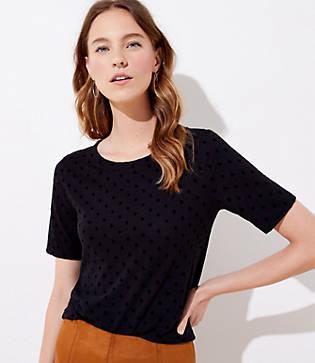 Loft Dotted Vintage Soft Elbow Sleeve Tee