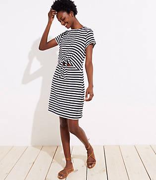 Loft Beach Striped Tie Cutout Tee Dress
