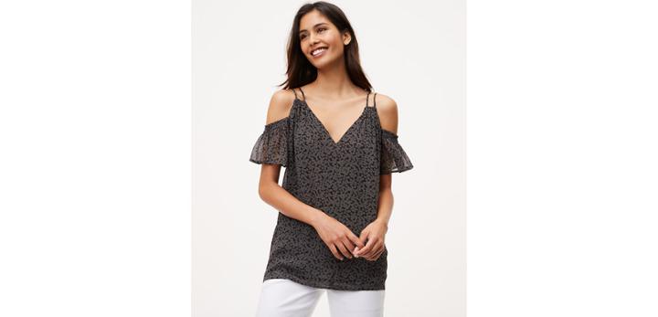 Loft Smocked Slv Cold Shoulder Cami - Galaxy