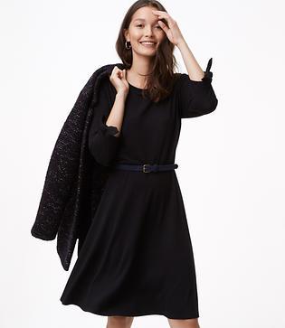 Loft Tie Cuff Flare Dress