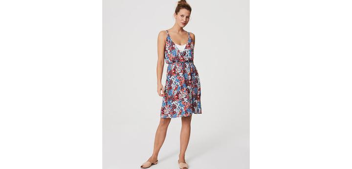 Loft Beach Floral Strappy Wrap Dress