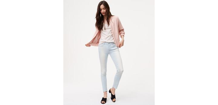 Loft Modern Step Hem Skinny Jeans In Super Light Wash