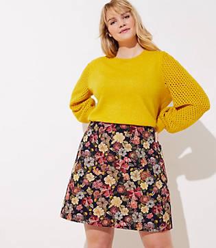 Loft Plus Floral Jacquard Shift Skirt