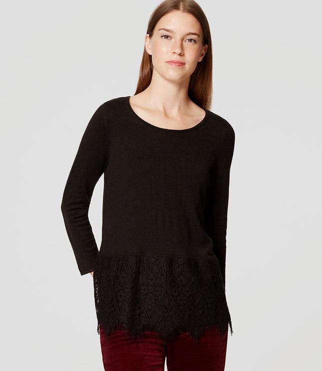 Loft Lace Hem Sweater