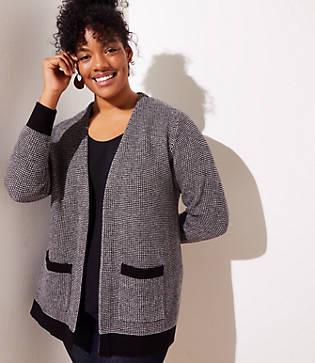 Loft Plus Textured Pocket Open Cardigan