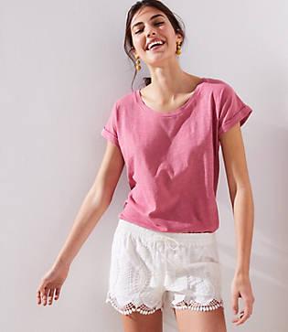 Loft Scalloped Lace Tassel Drawstring Shorts