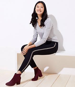 Loft Modern Beaded Skinny Jeans In Black