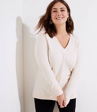 Loft Plus Drop Shoulder V-neck Sweater