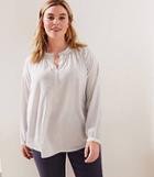 Loft Plus Spruce Ruffle Henley Blouse