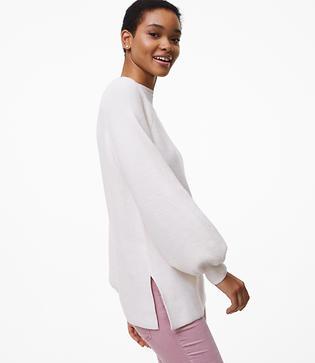 Loft Ribbed Blouson Tunic Sweater