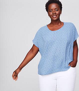 Loft Plus Dotted Mixed Media Tee