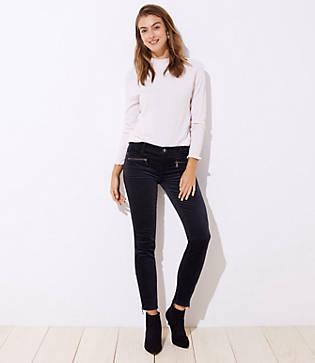 Loft Modern Velvet Zip Skinny Jeans
