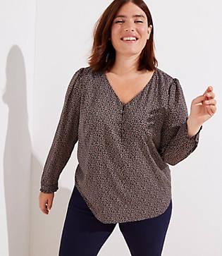Loft Plus Floral V-neck Blouse