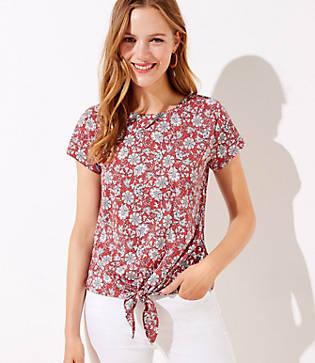 Loft Floral Tie Front Tee