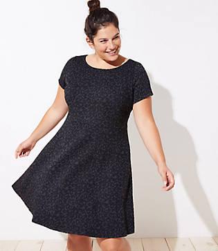 Loft Plus Leopard Jacquard Flare Dress