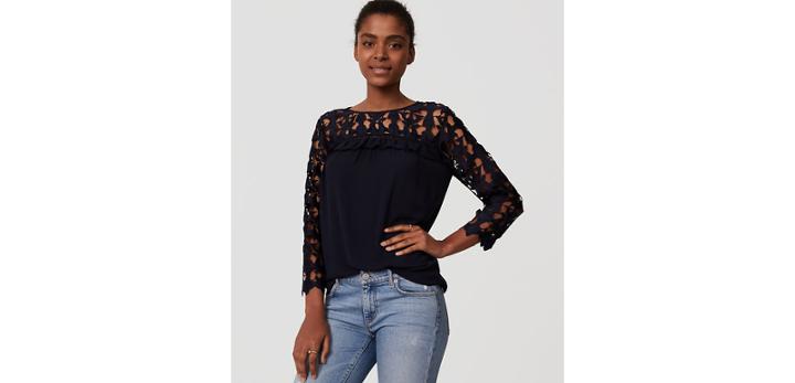 Loft Cutout Lace Blouse
