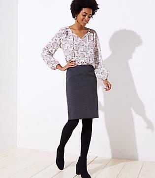 Loft Herringbone Jacquard Pencil Skirt