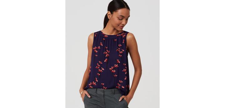 Loft Floral Mixed Media Boatneck Shell