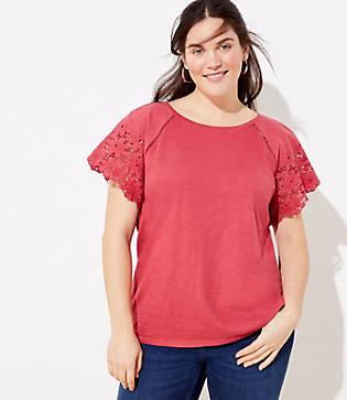 Loft Plus Eyelet Raglan Sleeve Tee