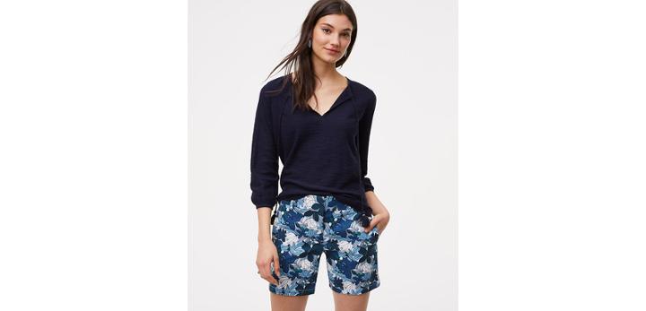 Loft Tasseled Split Neck Sweater