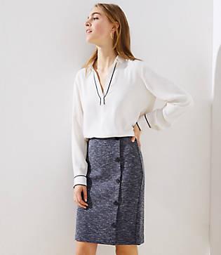 Loft Side Button Pull On Pencil Skirt