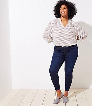 Loft Plus Denim Leggings In Vivid Dark Indigo Wash