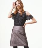 Loft Faux Leather Seamed Skirt