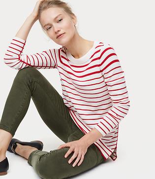 Loft Modern Striped Tunic Sweater
