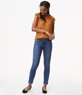 Loft Curvy Skinny Jeans In Classic Mid Indigo Wash