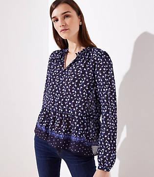 Loft Floral Dot Peplum Blouse