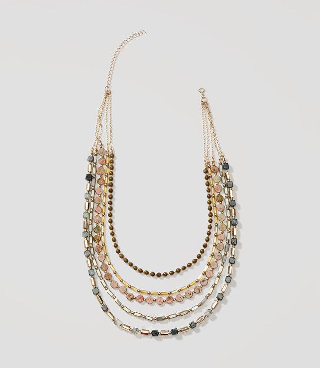 Loft Multistrand Beaded Chain Necklace