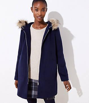 Loft Faux Fur Trim Coat
