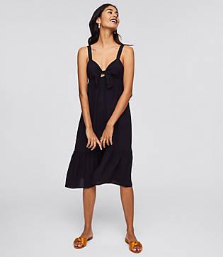 Loft Beach Tie Front Flounce Dress