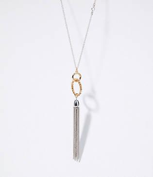 Loft Textured Ring Tassel Necklace